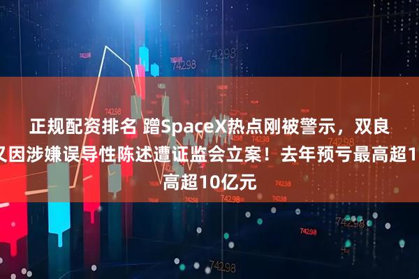 正规配资排名 蹭SpaceX热点刚被警示，双良节能又因涉嫌误导性陈述遭证监会立案！去年预亏最高超10亿元